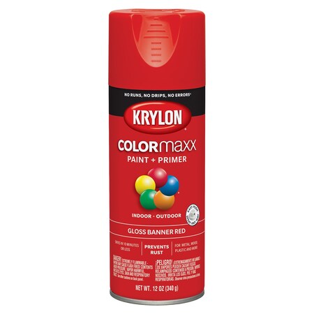 Krylon ColorMaxx Gloss Banner Red Paint + Primer Spray Paint 12 oz K05503007
